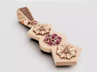 gold floral pendant  3D printable model  3D print model