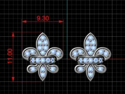 Royal lily earrings  3D print model