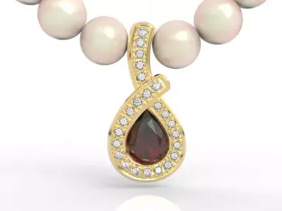 Luxury Pear Diamond Halo Pendant  3D print model