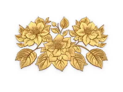 mural classic flowers decor ornament 07 3D model