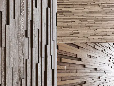Wall wood long rail n1 3D model