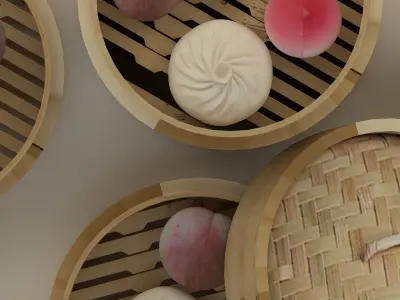 Chinese  bamboo steamer 3D model