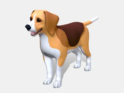 Cartoon Dog - Beagle Low-poly 3D model