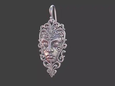 Face earrings Pendant With Scrollwork Detail 3D print model