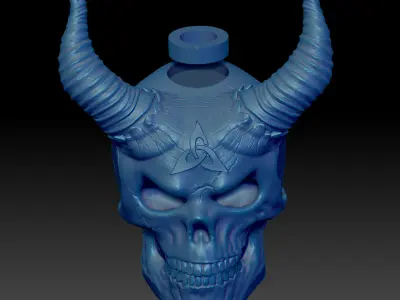 Celtic Skull III  with Horns  Tealight Holder STL 3D Print Model 3D print model