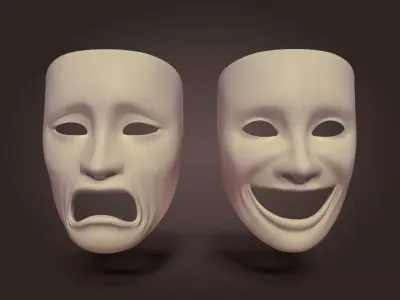 Theater Mask Low-poly 3D model