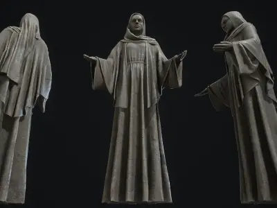 Nun statue  Low-poly 3D model