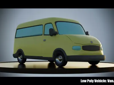 Low Poly Vehicle - VanBus Low-poly 3D model