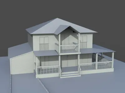 House Low-poly 3D model with porch Free 3D model