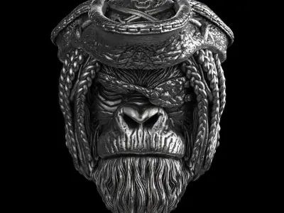 Animal ring jewelry Pirate monkey vol2  3D print model