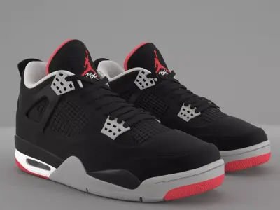 Air Jordan 4 Retro Bred PBR Low-poly 3D model