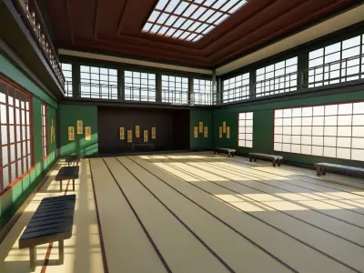 Japanese Dojo Low-poly 3D model