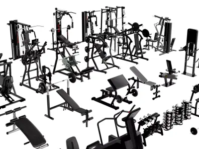 Ultimate 3D Gym Equipment Mega Pack Low-poly 3D model