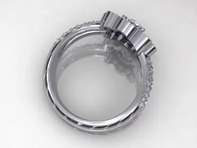 Flower Round Diamond Ring 3D print model