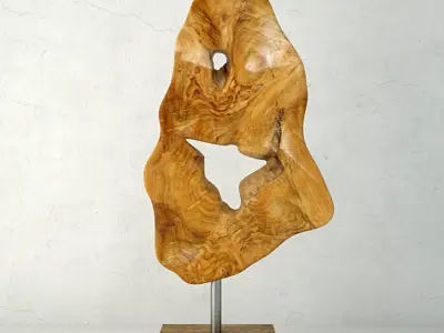 Teak Wood Table Top Decoration 3D model