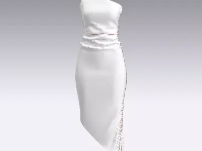 one shoulder dress  elastic draped asymetric skirt   Low-poly 3D model