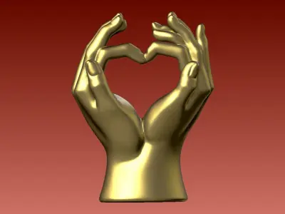 Heart Gesture Sculpture Resin Abstract Hand Love -3D print 3D print model