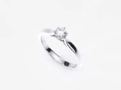 ZDR0177 engagement ring with diamond in center 3D print model
