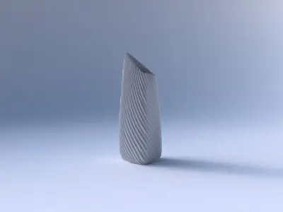 Vase tipped triangle with bent extruded lines 2 3D print model