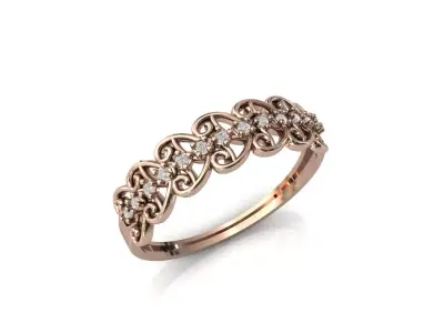 Women Ring Diamond Stone STL 3DM Lightweight Printable 3D print model 53