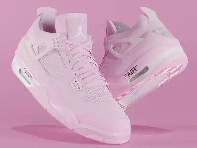 Jordan 4 Off White Pink  Low-poly 3D model