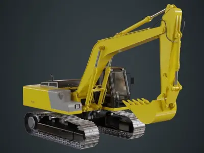 Excavator 1A Low-poly 3D model