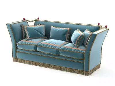 1940s French sofa in blue upholstery 3D model