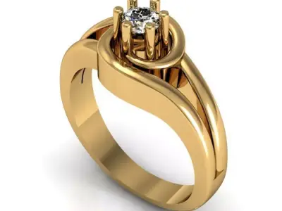 solitaire ring 3D print model 25