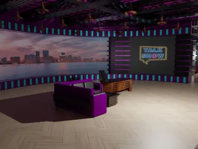 Talk Show TV Studio Low-poly 3D model