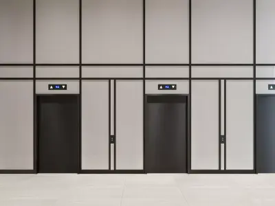 Modern Minimalist Elevator Interior and Exterior Design 3D model
