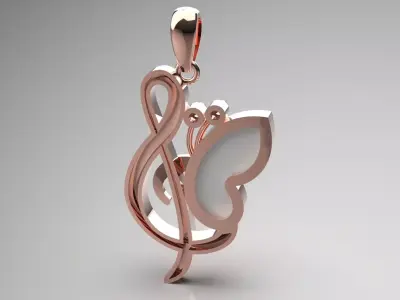 Rose Gold Pendant Letter S and Butterfly Design Model jp0203 3D print model