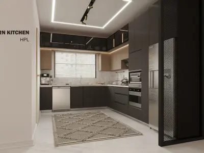 Luxury Modern Flat Reception - Dining And Kitchen  3D model