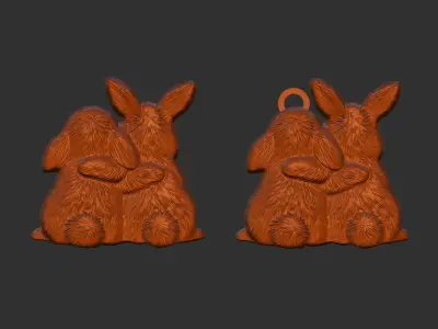 bunny hugging decor  3D print model