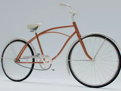 Vintage 1960s Beach Cruiser Bicycle 3D model