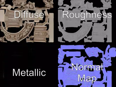 Ornate Classical Arch model pack Low-poly 3D model