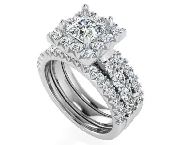 Square Halo Ring With Double Band 2771 3D print model