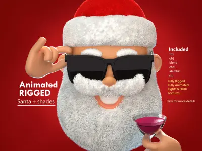 Animated Santa Shades Low-poly 3D model