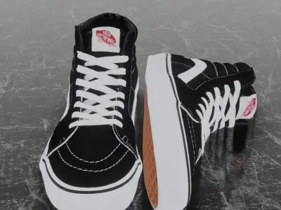 VANS 3D SHOES - HIGH BLACK Low-poly 3D model