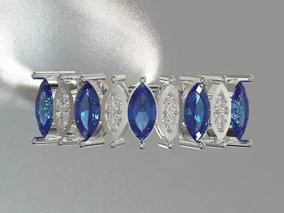 Floating Marquise Gemstone Cocktail Band model jr00281 3D print model