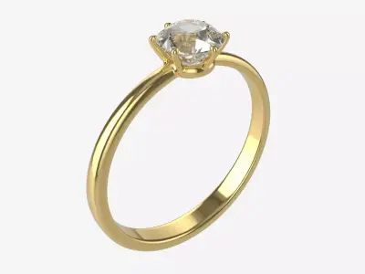Gold Diamond Ring Jewelry 07 3D model