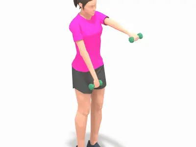 Forward Raise Exercise Woman Animation Low-poly 3D model