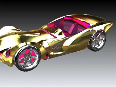 pendant gold car 3D print model