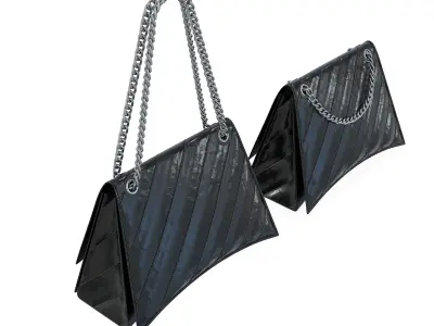 Balenciaga Crush Medium Chain Bag Quilted Black Low-poly 3D model