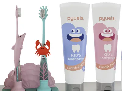 Childrens Bathroom decor set 01 3D model