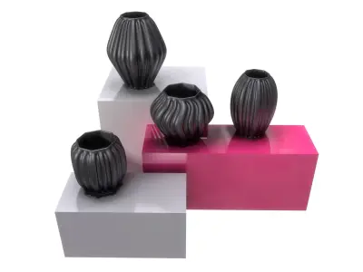 Black Modern Decor Vase COLLECTION 3D model