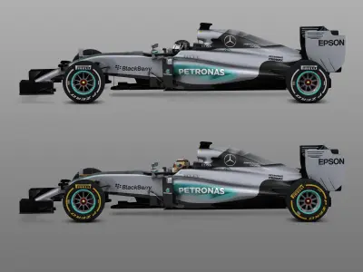 Mercedes W06 Hybrid Low-poly 3D model