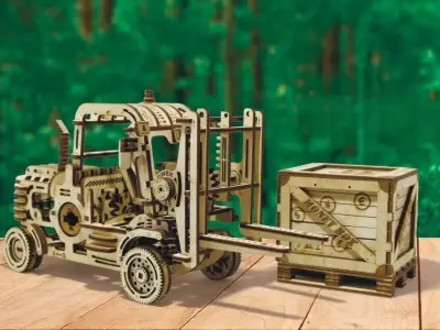 Forklift - 3D Wooden Mechanical Puzzle Model Toy 3D model