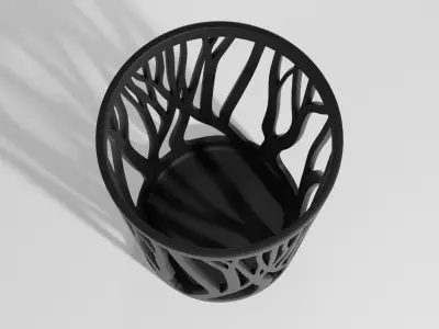Pen pencil holder Vase Trees silhouette 3D print model