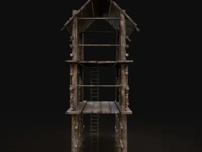 Next Gen AAA Forest Wooden Watchtower Free low-poly 3D model