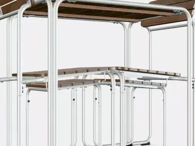 FURUON dining table with 2 chairs  2 stools Low-poly 3D model